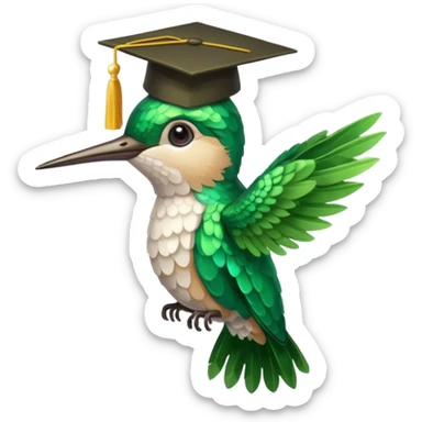 Un colibri con birrete de graduación  sticker