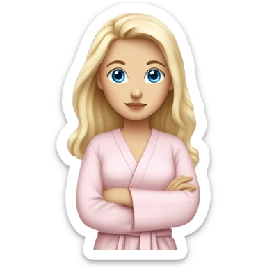 white girl blue eyes in light pink robe sticker