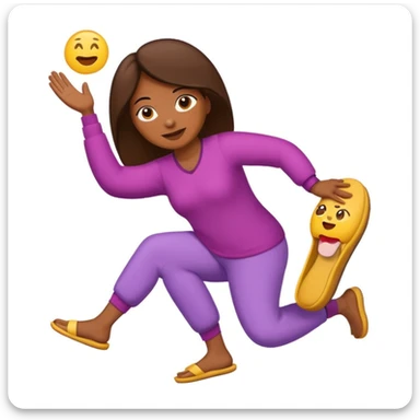 a cartoon mom in mid-throw with a slipper, emoji style sticker