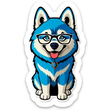 Husky with glasses  sticker
