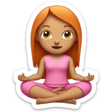ginger girl with shoulder lenght straight hair with bangs wearing pink sitting in meditation sticker