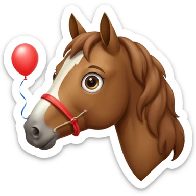 A horse inhaling a balloon sticker