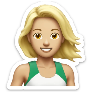 Blonde marathon runner with bib women sticker