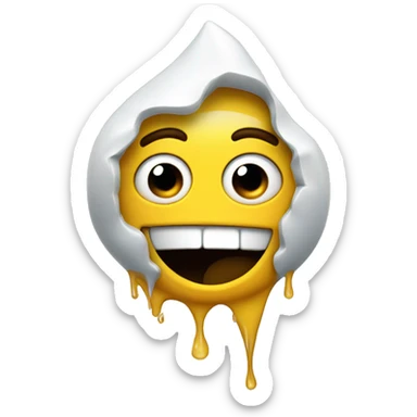 Suprised face with glue dripping everywhere sticker