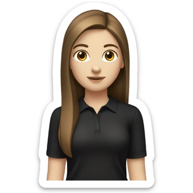 Brown straight hair white skin brown eyes black shirt teenage girl sticker