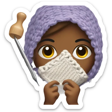 Girl inside a blanket with a crochet hook sticker