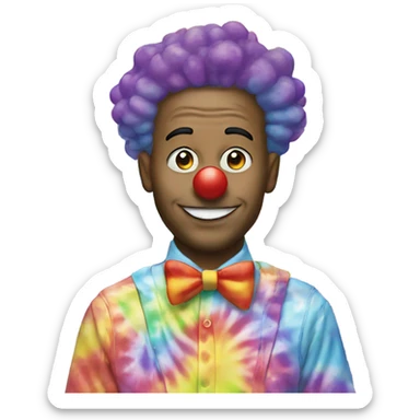 Clown wearing tie dye sticker
