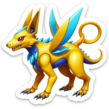  exotic colorful Protogen-Fakémon-Pokémon-Spectrobes-Digimon-Vernid-creature (full body) sticker
