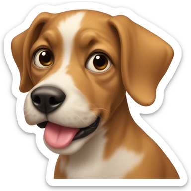 Depict yummy with a small dog with its tongue out, licking at his lips sticker