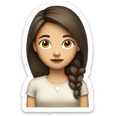 A brunette girl with brown eyes and light skin crossing her arms because she is not happy sticker
