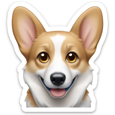 skinny tan and white corgi with bright blue eyes and pointy ears sticker
