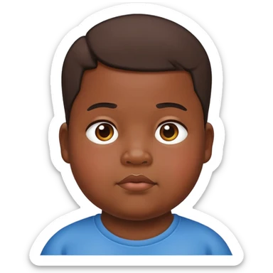 light but dark skin short fat kid with double chin sticker