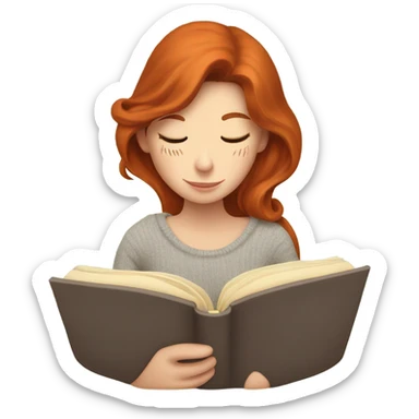 Cozy redhead Reading a book with tea  sticker