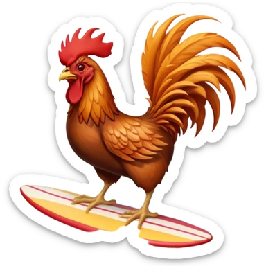 hawaiian rooster surfing wave sticker