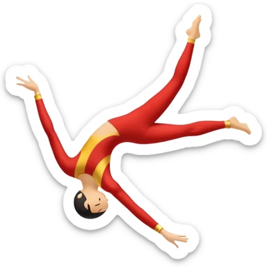 A dynamic emblem symbolizing acrobatic sports, featuring an abstract representation of an acrobat mid-performance, performing a graceful flip or aerial pose. The emblem should incorporate sleek lines and shapes that evoke motion and precision, with a clean, professional look. sticker