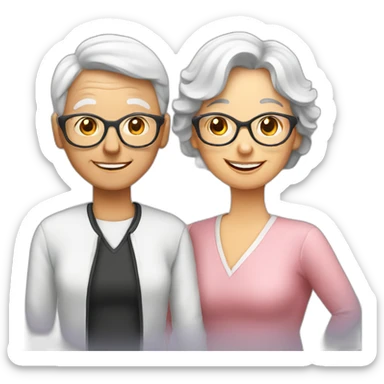 Seniors together with older lady teacher sticker