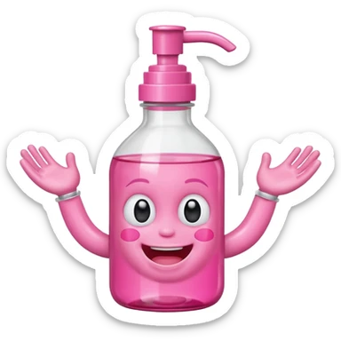 Smiling freaky baby oil bottle pink sticker