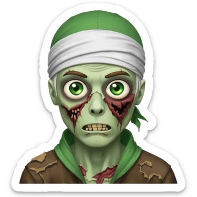 Withe durag, men zombie and green eye color, with dark zombie clothes sticker