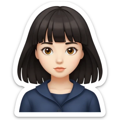 Girl with dark hair wispy bangs sticker