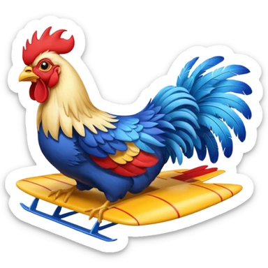rooster driving flying glider sticker