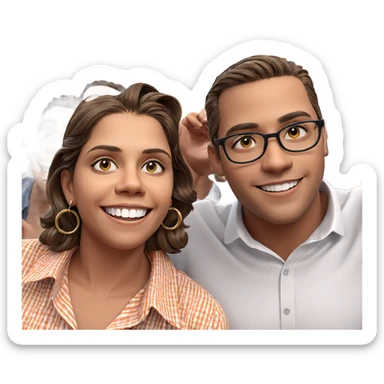 smiling girl with stylish boys sticker