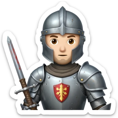 knight stinting with sword in his front   sticker