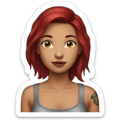 girl with dark red hair and shoulder tattoo sticker