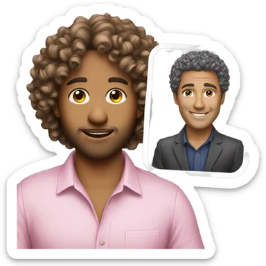 Real estate agent pink shirt curly hair sticker