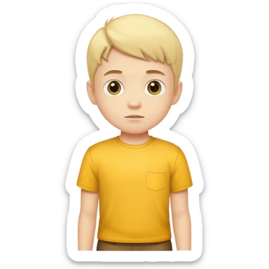 Short boy with yellow on sticker