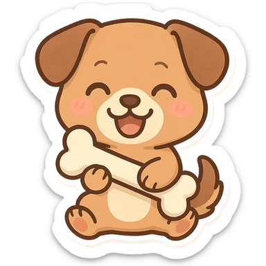 chibi sticker of a happy dog with a bone sticker