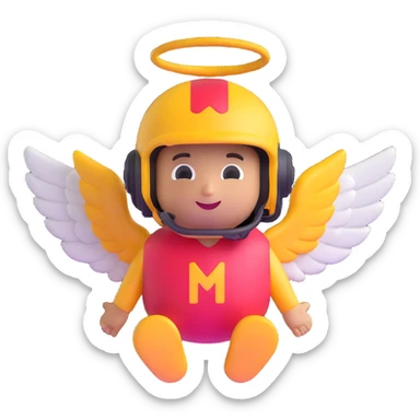 Made in Heaven from JoJo's Bizarre Adventure, dynamic detailed emoji character with signature helmet and wings, bold expressive pose sticker