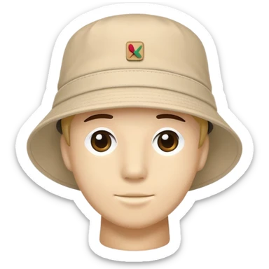 Beige Kangol bucket hat, light tan color, casual headwear sticker