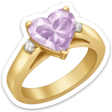 Gold engagement ring with light purple heart diamond  sticker