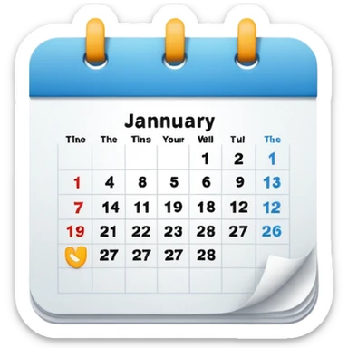 calendar, first page, day 1 sticker