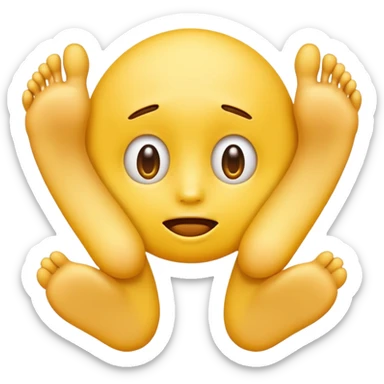 funny confused face yellow emoji with two feet  sticker