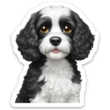 Black and white cavapoo sticker