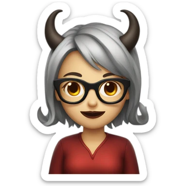 Devil girl with glasses and horns sticker