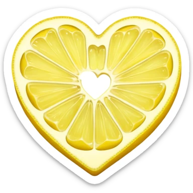 Realistic heart shaped lemon slice sticker
