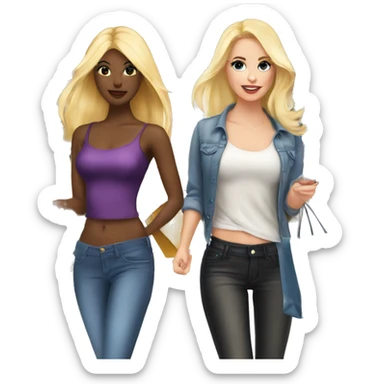 Two super beautiful and sexy besties one blonde and one dark blond going for shopping sticker