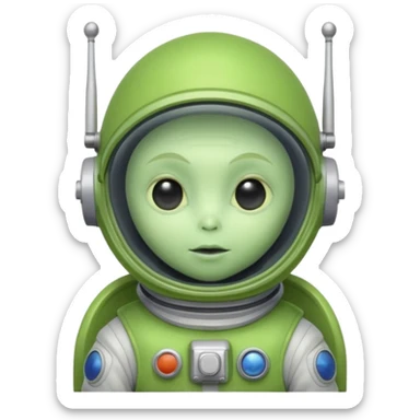 Alien Explorer – small green alien with antenna and space suit. sticker