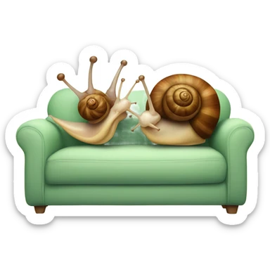 Two snails sitting on a couch  sticker