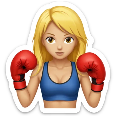 sexy girl with long yellow hair boxing sticker