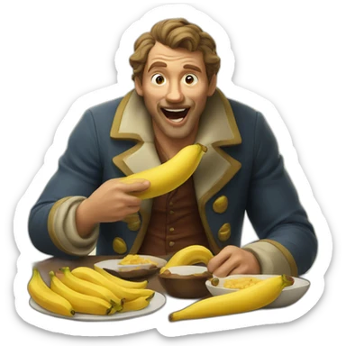 dutch man eating a banna sticker