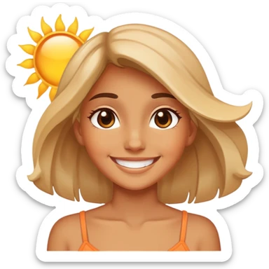 smiling girl face in the sun so she is the sun sticker