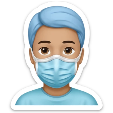 une personne avec un maque covid sticker