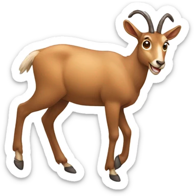 happy smiling brown chamois pointing to the left side with his hoof sticker