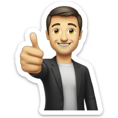 Vladimir Zelensky gives a thumbs up sticker