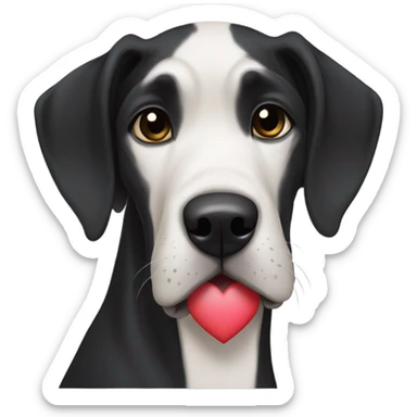 Black Great Dane with a heart sticker
