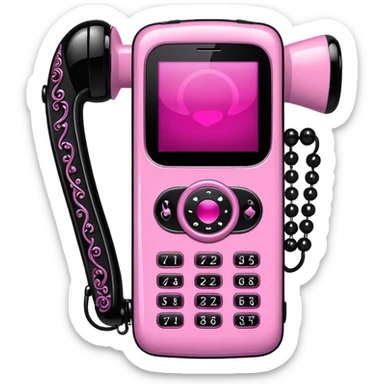 pink gothic flip phone sticker