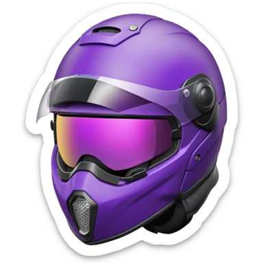 Créer un emoji avec une moto mt07 sport noir mate / violet iridescent très foncé. Avec une pilote dessus visière violet sombre faceless, bulle de la moto violet. Avec fond arrière violet, tenue complète casque inclus violet  sticker